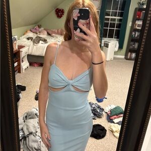 Elegant Blue Charlotte Russe Women's Dress with under the breast cut outs